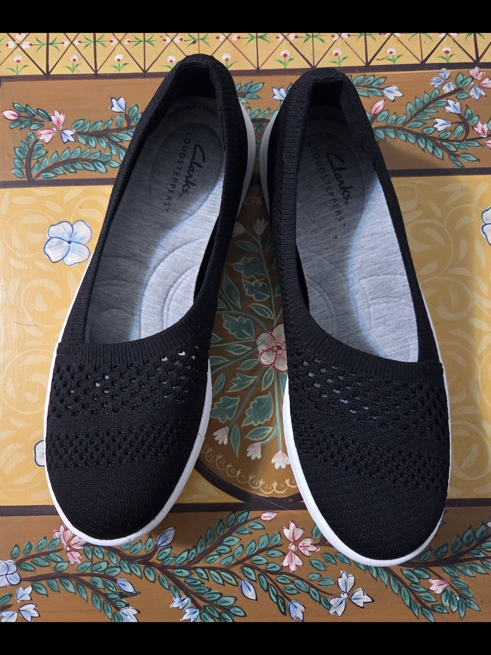 Clarks Women's Black Knit Slip-On Sneakers